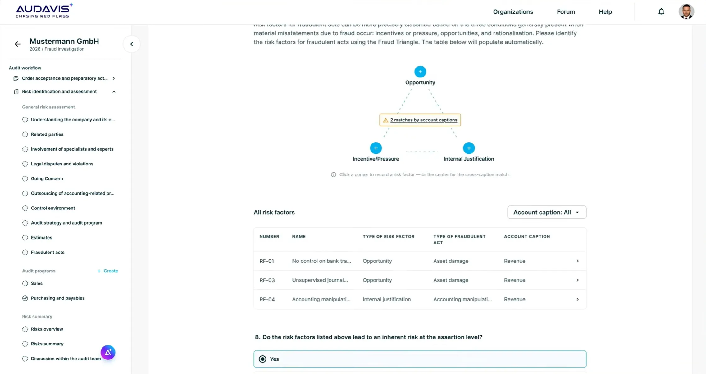 AUDAVIS AI augmented documentation for Financial Auditing - Risk Assessment