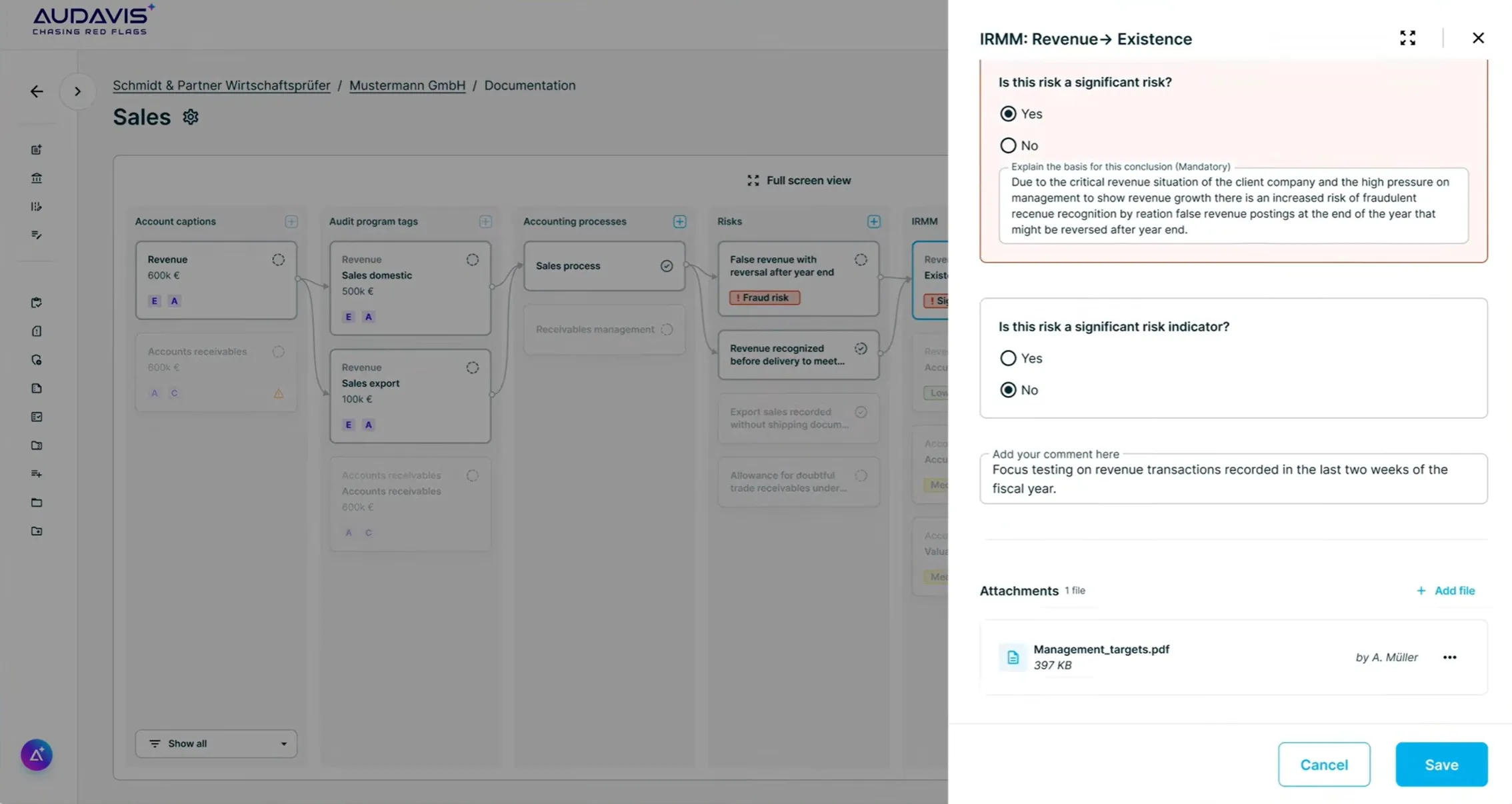 AUDAVIS AI augmented documentation for Financial Auditing - IRMM Risk Indicators